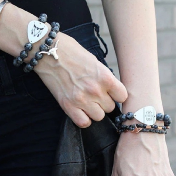 electric picks Jewelry - Beaded Bracelet by Electric Picks - Handmade from a guitar pick that says “Love”